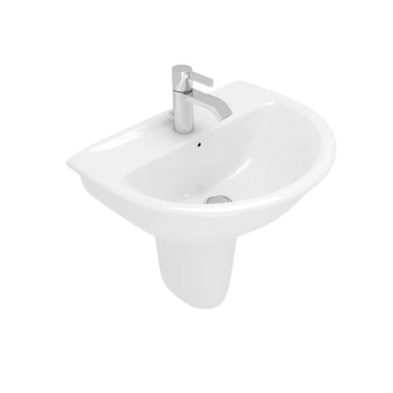 Lavabo sospeso rak karla da 65 cm con semicolonna in ceramica bianco