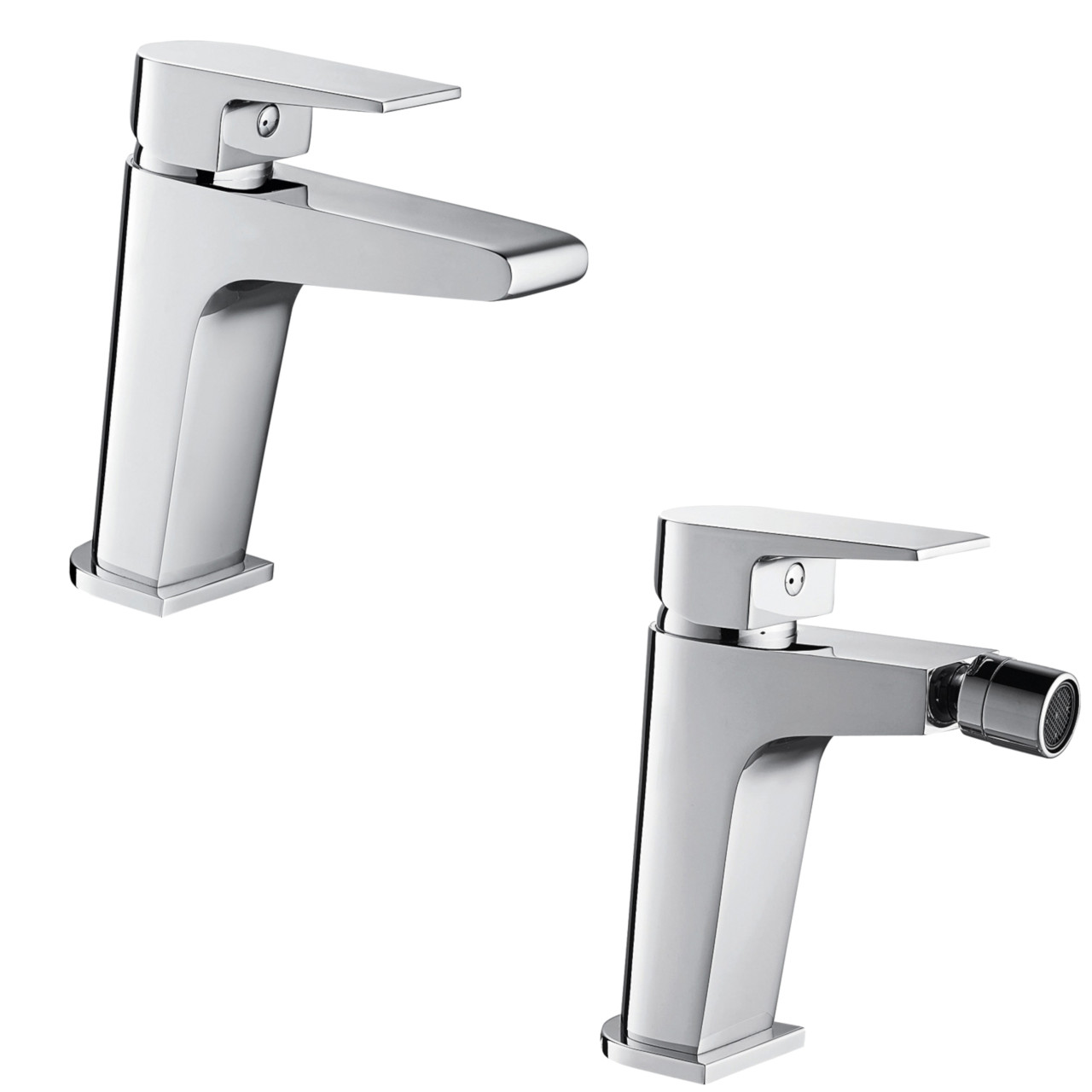 Set miscelatori bagno quaranta aria lavabo e bidet senza scarico automatico cromo