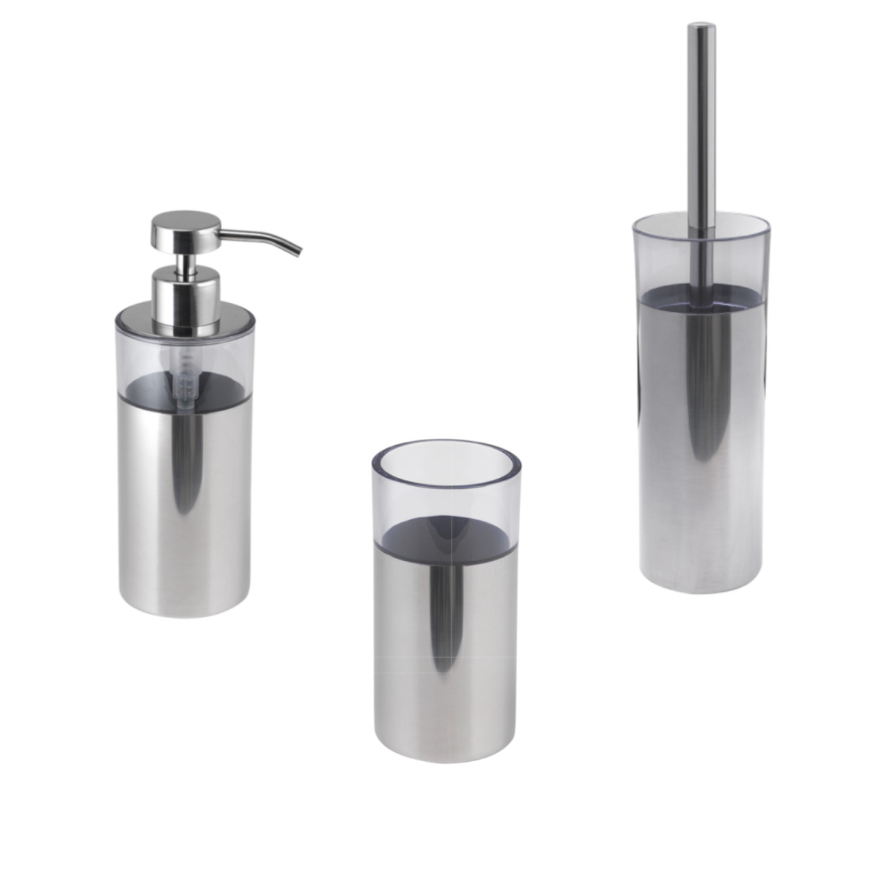 Set 3 pezzi accessori bagno betty in acciaio inox e resina