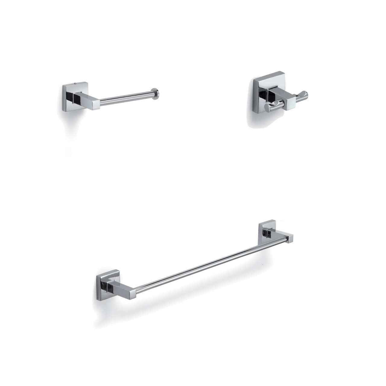 Set 3 pezzi accessori bagno a muro olimpo cromo in acciaio inox e cromall