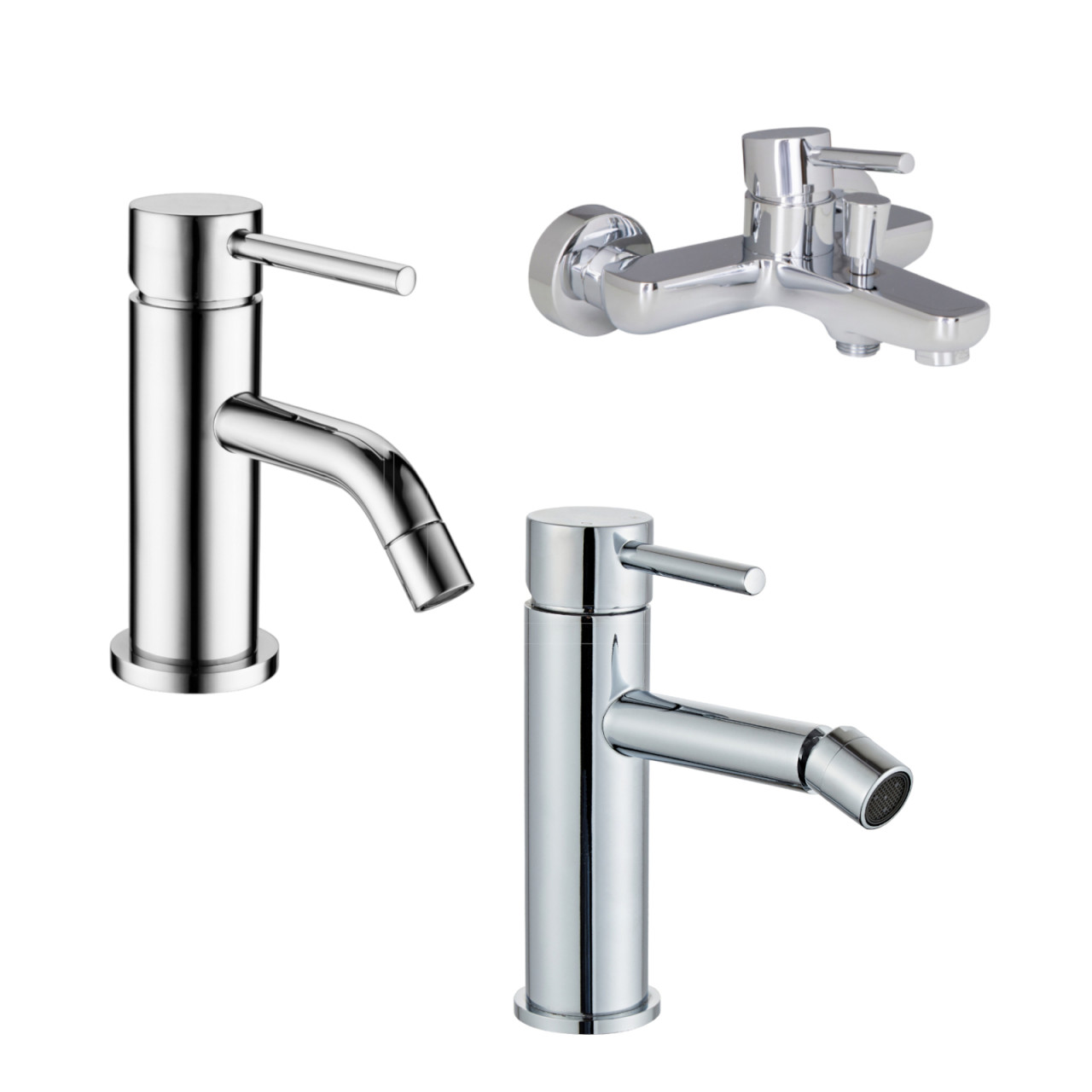 Miscelatore lavabo bidet e esterno vasca cromo scarico click clack