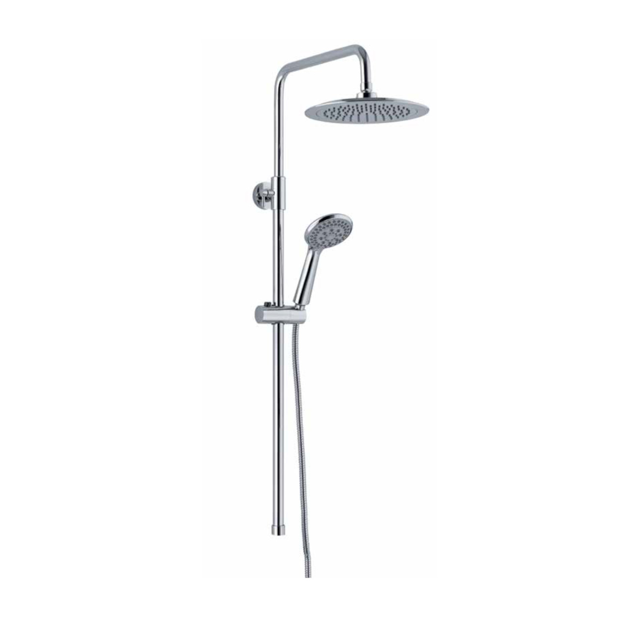 Colonna doccia in acciaio inox cromato con soffione tondo da 25 cm e doccetta