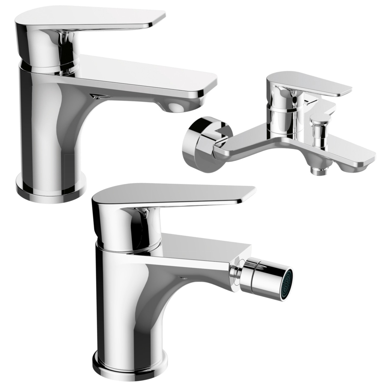 Set miscelatori bagno quaranta sprint lavabo bidet e esterno vasca cromo