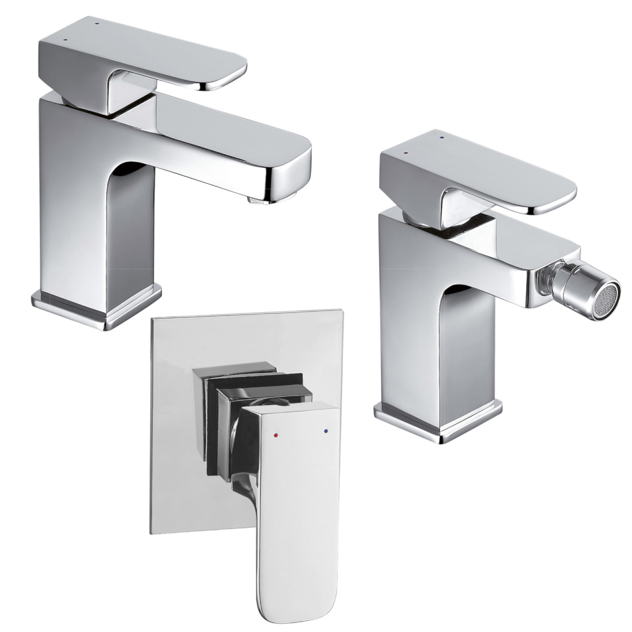 Set miscelatori bagno quaranta maite lavabo bidet e incasso doccia in ottone cromo