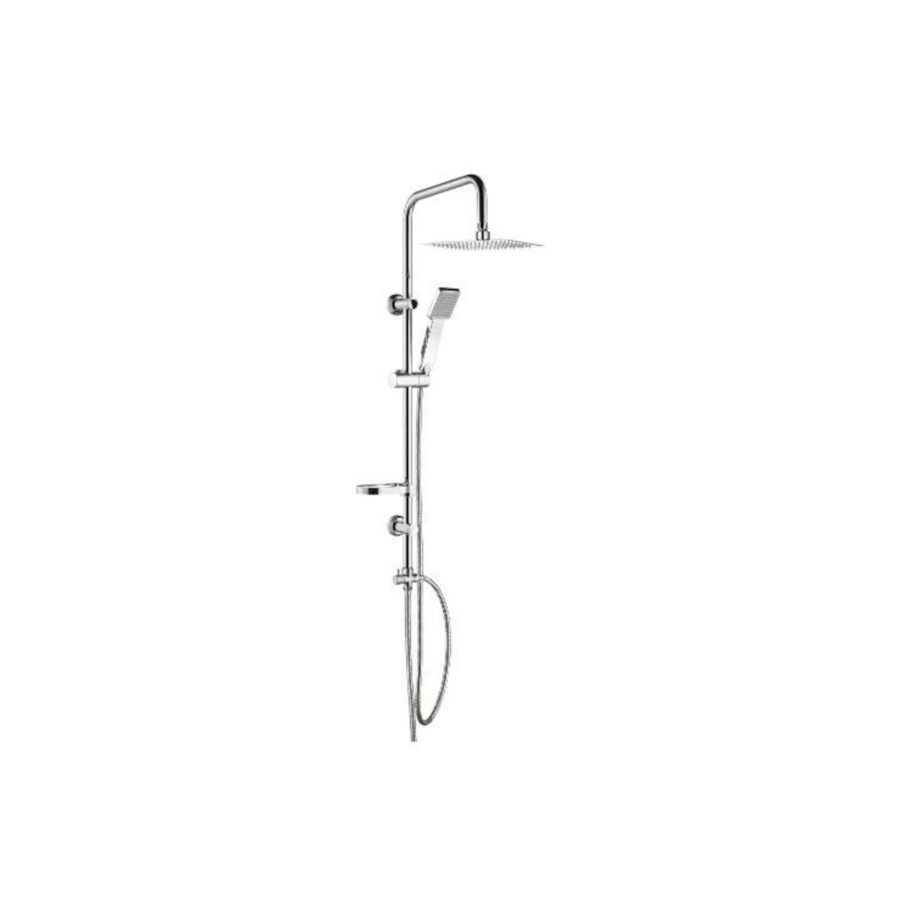 Colonna doccia nature quadra in acciaio inox con soffione da 20 cm e doccetta