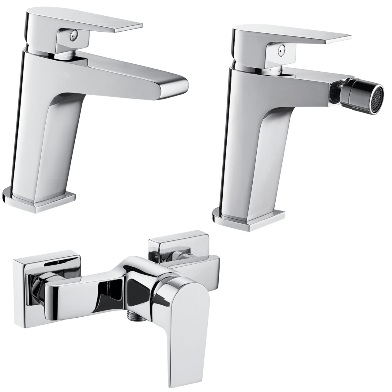 Set miscelatori bagno lavabo bidet e esterno doccia quaranta aria cromo