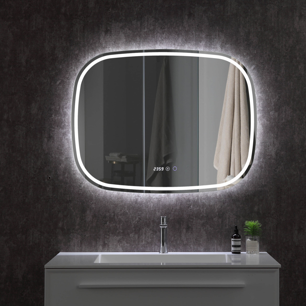 Luce specchio bagno a LED tonda cromata 2W luce naturale