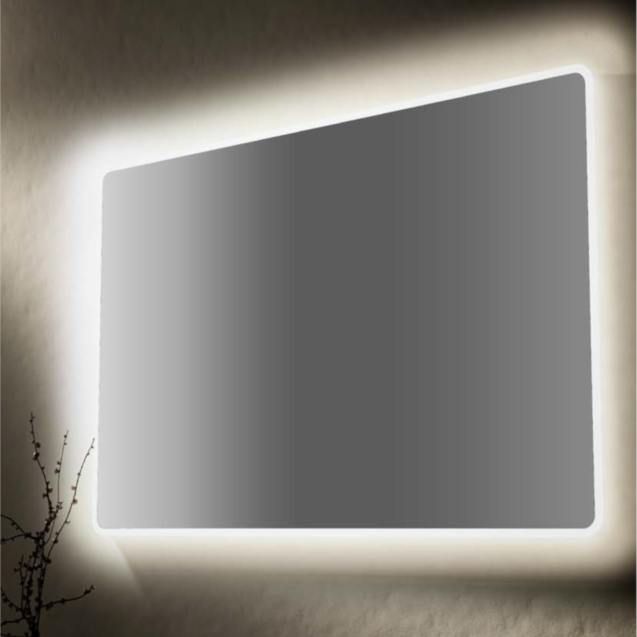 Specchio retroilluminato 60x80 cm reversibile con angoli arrotondati