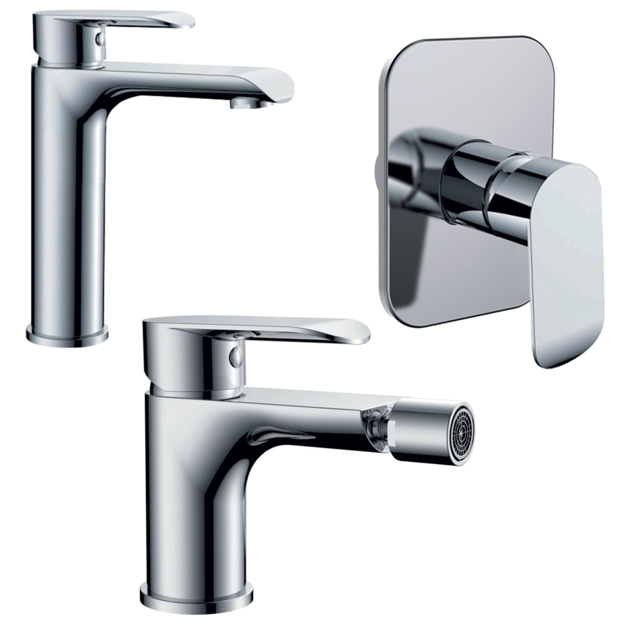 Set miscelatori bagno quaranta desert lavabo bidet e incasso doccia cromo