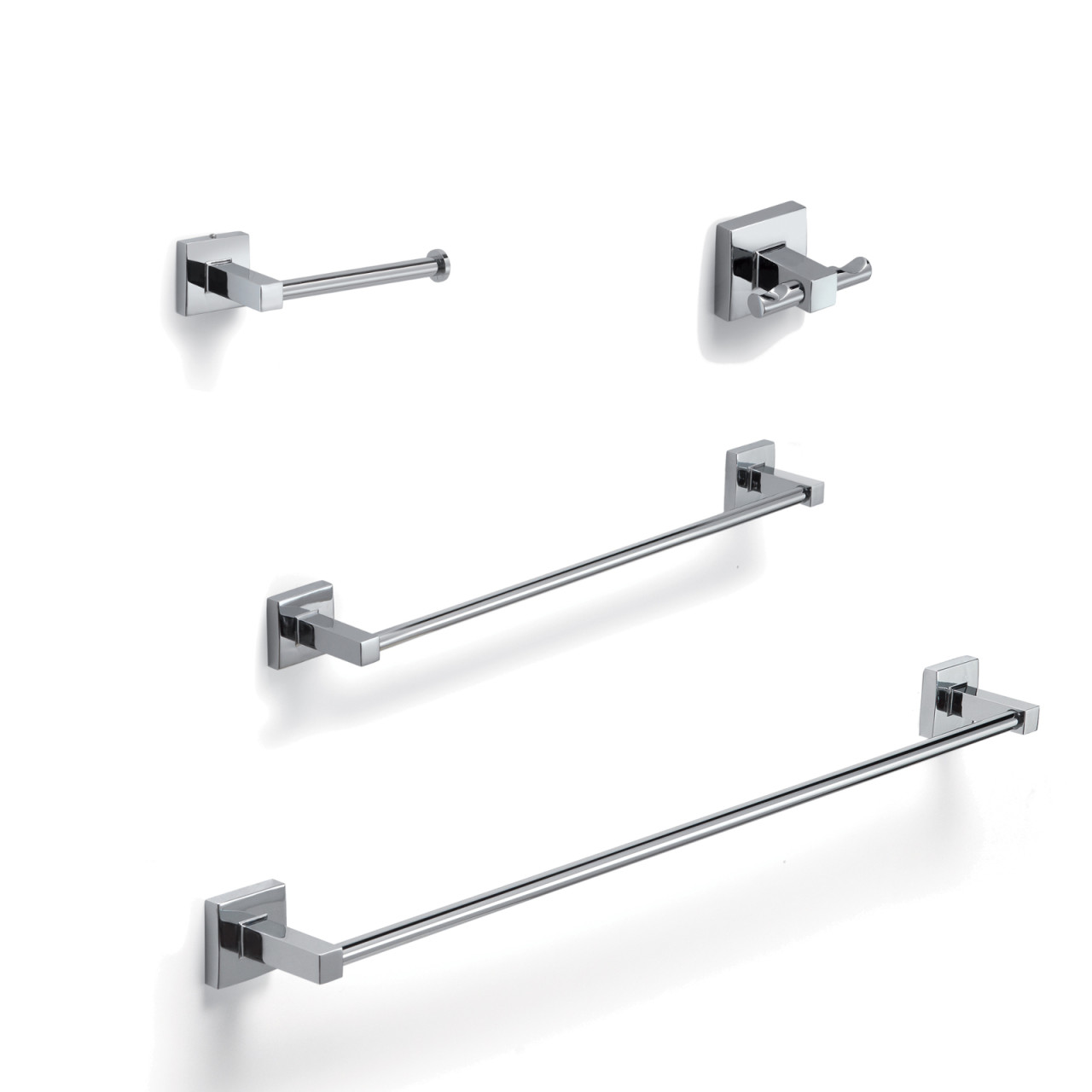 Set 4 pezzi accessori bagno a muro olimpo cromo in acciaio inox e cromall