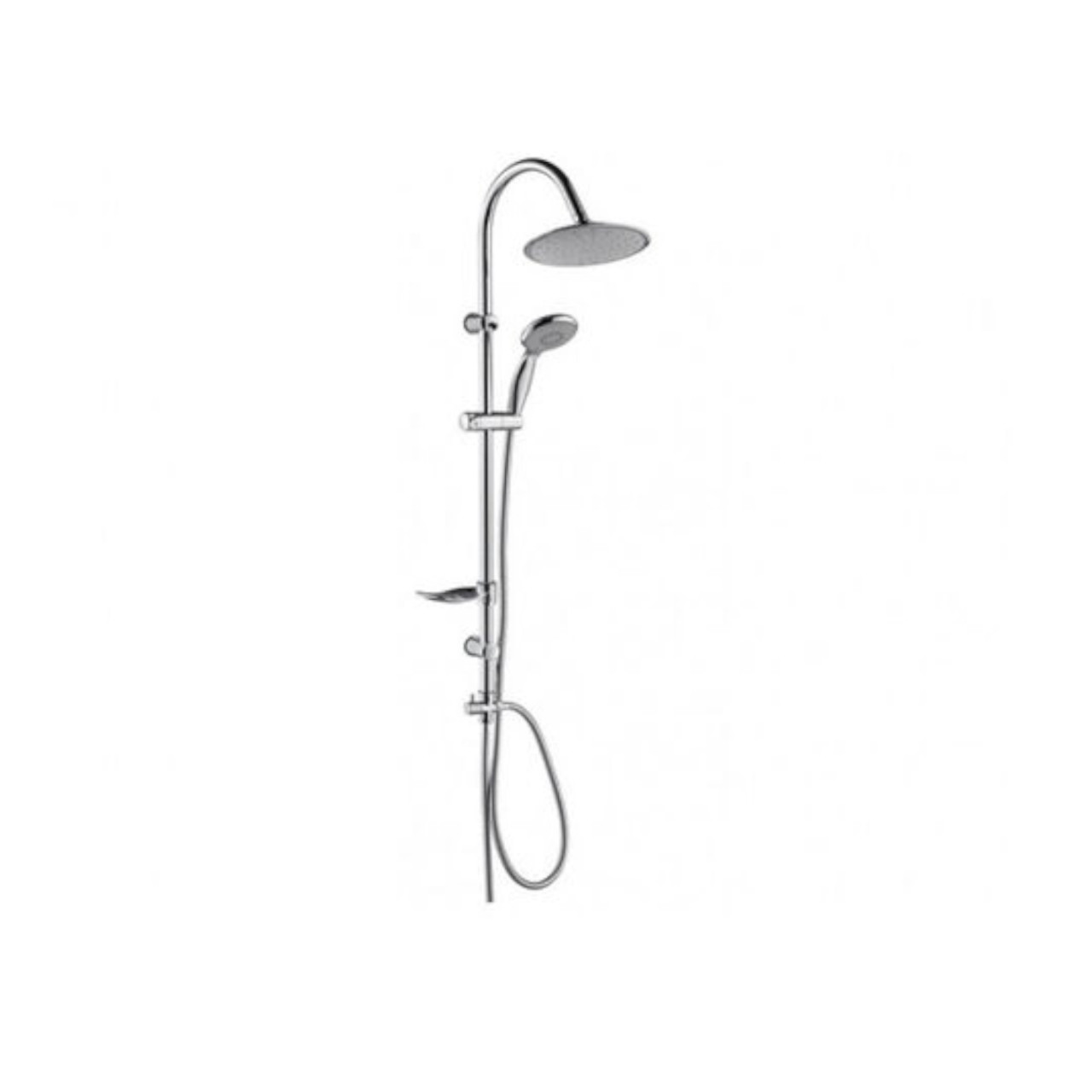 Colonna doccia nature in acciaio inox con soffione tondo da 20 cm e doccetta 5 getti