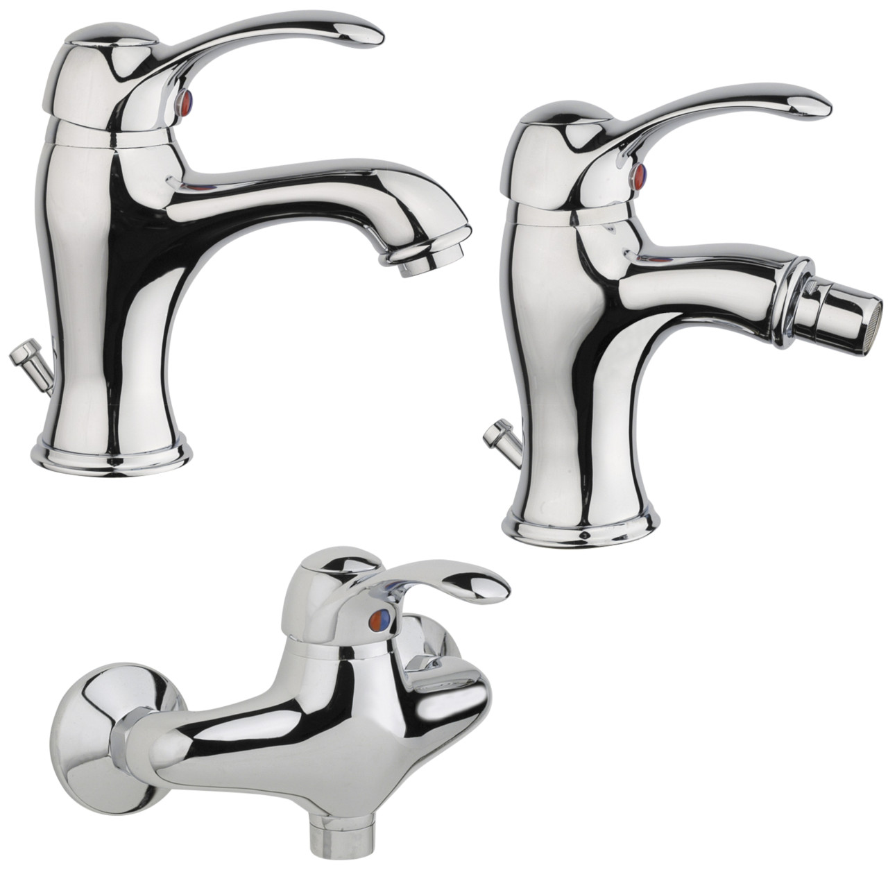 Set miscelatori bagno classico quaranta jolly lavabo bidet ed esterno doccia cromo