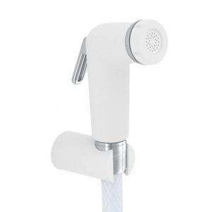 Set idroscopino in ABS bianco con flessibile da 120 cm e supporto