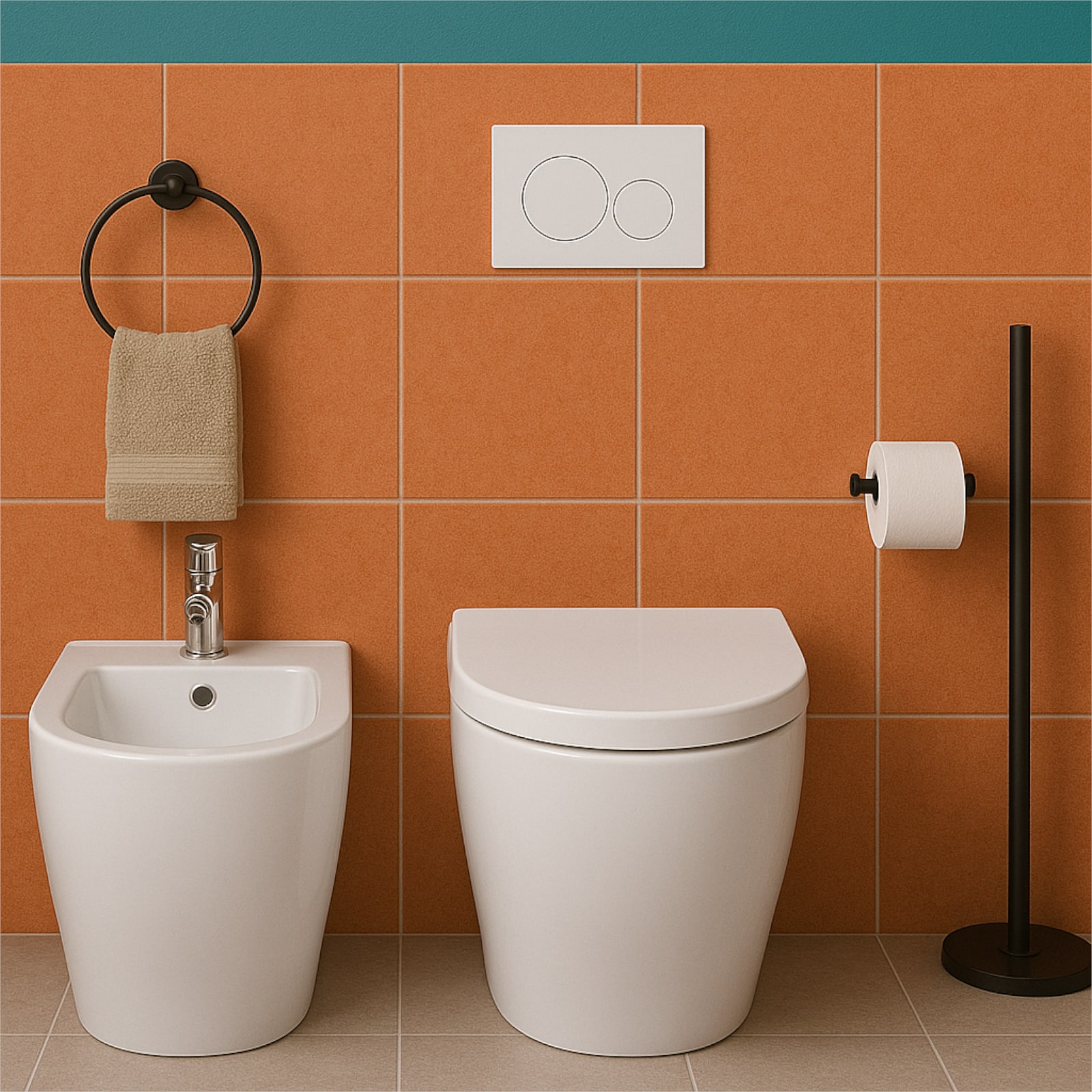 Euroceramica - Croma - Sanitari filomuro senza brida soft close bianco lucido