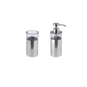 Set 2 pezzi accessori bagno betty in acciaio inox e resina