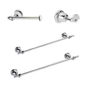 Set 4 accessori bagno a muro cri cromo in acciaio e cromall
