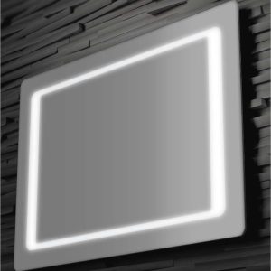 Specchio bagno 70x100 cm con angoli arrotondati e cornice led
