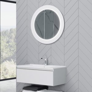 Mobile bagno sospeso da 80 cm con singolo cassettone bianco opaco e lavabo in ceramica