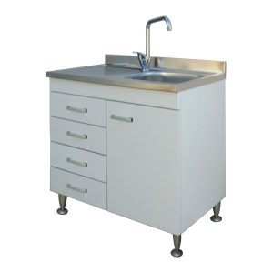 Mobile cucina con lavello inox 80x50 cm bianco cassetti e gocciolatoio a sinistra