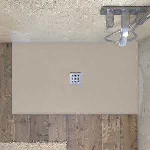 Euroceramica - Piatto doccia - Sabbia 90x120 cm in marmo minerale con griglia e piletta di scarico