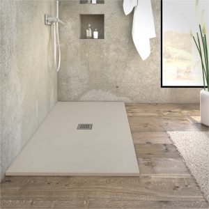 Euroceramica - Piatto doccia - Sabbia 90x140 cm - Marmo minerale - Griglia e piletta di scarico