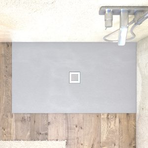 Piatto doccia grigio 80x80 cm in marmo minerale con griglia e piletta