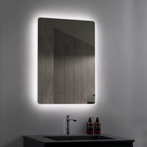 Specchio retroilluminato LED 70x100 cm con touch e bordo satinato