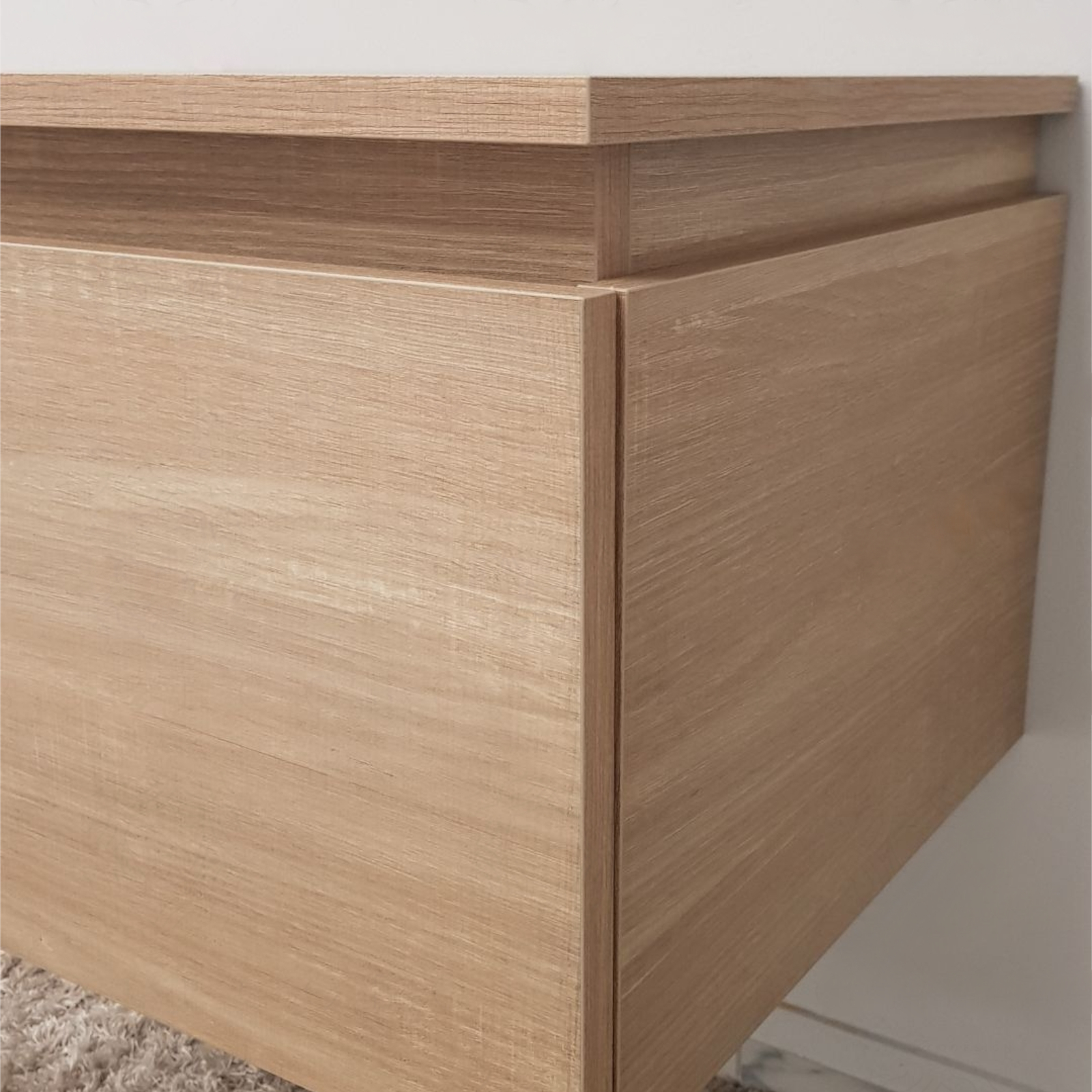 Cassettiera 100 cm rovere chiaro con cassetto a chiusura ammortizzata