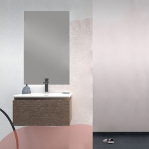 Mobile bagno da 60 cm rovere scuro con cassetto e lavabo integrato