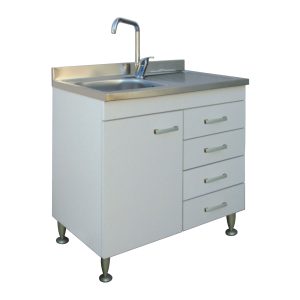 Mobile cucina con lavello inox 80x50 cm bianco cassetti e gocciolatoio a destra
