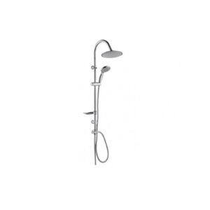 Colonna doccia nature in acciaio inox con soffione tondo da 20 cm e doccetta 5 getti